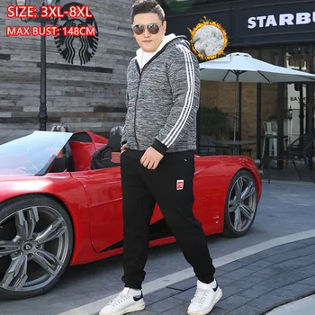 

Winter Tracksuit Men Set Fleece Hoodies Jacket Warm Chandal Hombre Man Clothes Set 2 Piece 6XL 8XL Joggers Clothing Sweat Suit