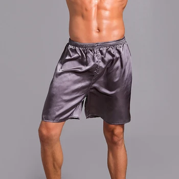 

Casual Loose Sleepwear 2020 Men Sexy Faux Silk Sleepwear Elastic Waist Summer Sleeping Shorts Home Pajama Short Pants