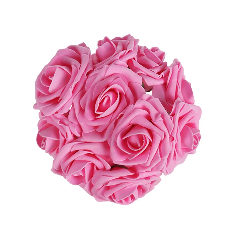 25 шт./лот, красочные искусственные розы, декоративные поролоновые розы, свадебные букеты, вечерние украшения для дома - Цвет: Pink