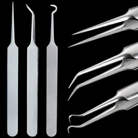 1pcs Stainless Steel Tweezers Blackhead Acne Remover Needle Eyelash Extension Eyebrow Clip Nipper Face Pore Cleaning Tools TR213 1