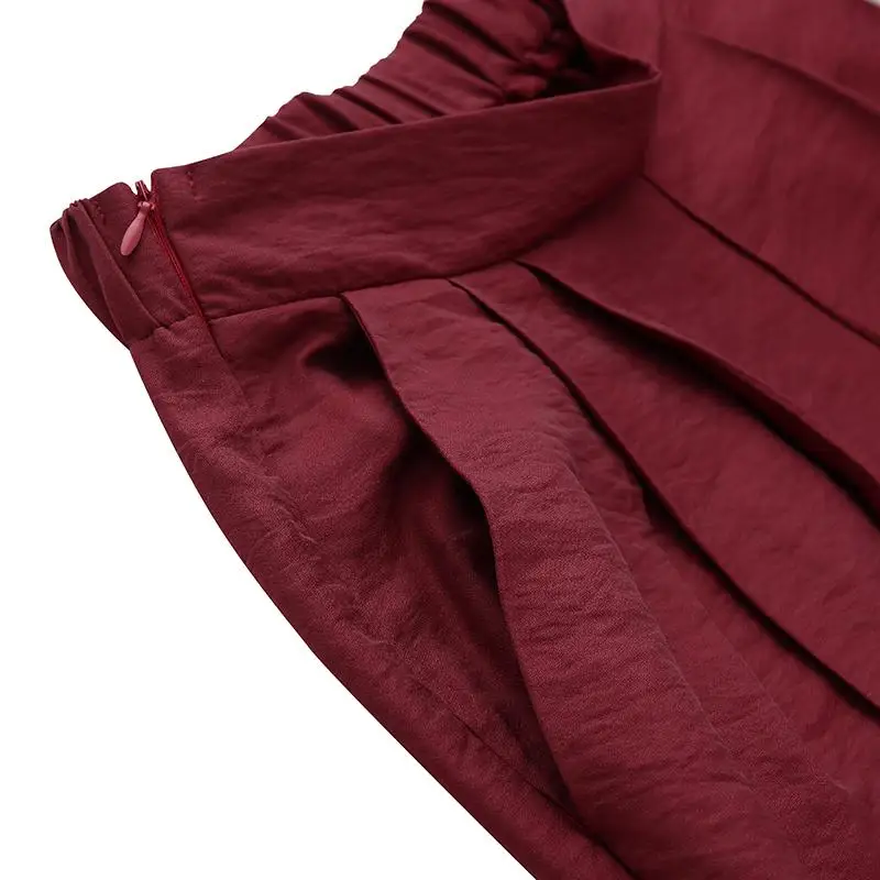 Celmia 5XL Women Fashion Office Wide Leg Pant Elastic Waist Long Pants Loose Casual Vintage Pleated Trousers Pantalon Femininas
