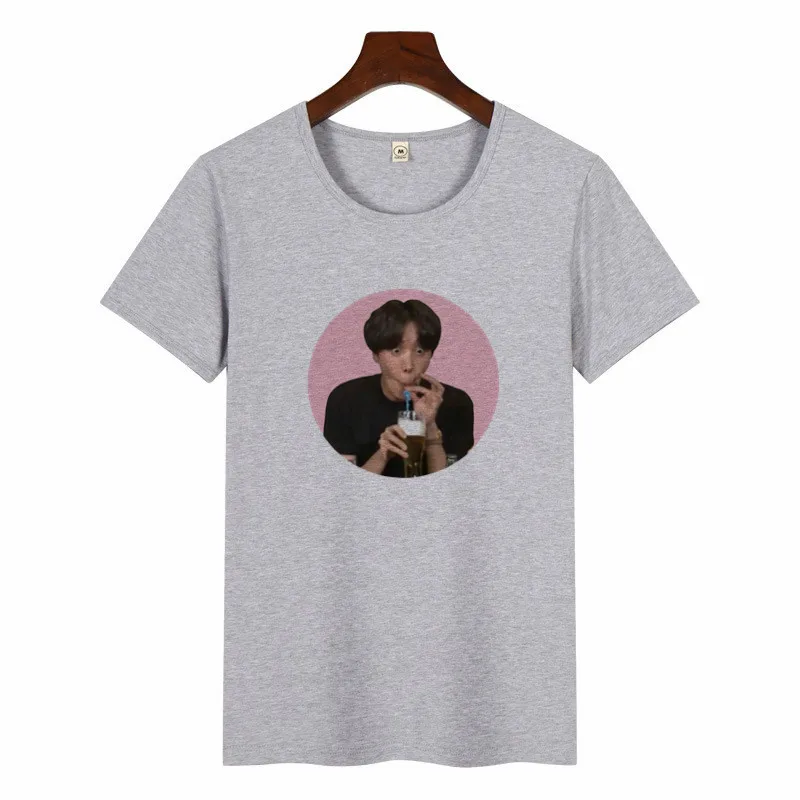 p1460I-grey Новые женские футболки Kpop Idol TAEHYUNG с надписью Pritn, женские повседневные топы с короткими рукавами, футболки, летние модные футболки в Корейском стиле для девочек - Color: p1460I-grey