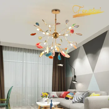 

Nordic Creative Agate LED Chandelier Modern Art Firefly Chandelier Bedroom Dining Room Living Room Loft Decoration Hanging Lamps