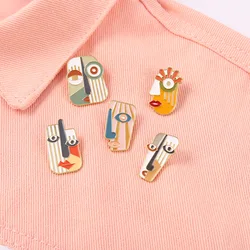 Creative Abstract Oil Painting Enamel Brooch Hip Hop Human Face Mask Stone Statue Bag Badge Jacket Lapel Pins Gifts Jewelry
