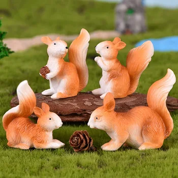 

1 Pcs Cute Mini Squirrel Animal Miniature Figurines Fairy Garden Ornaments Terrarium Decoration Accessories Resin Craft Supplies