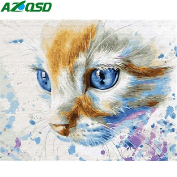 

AZQSD Oil Painting By Numbers Cat Animal Draw By Number On Canvas HandPainted Home Decor Unframed Decoration Gift Diy Wall Art