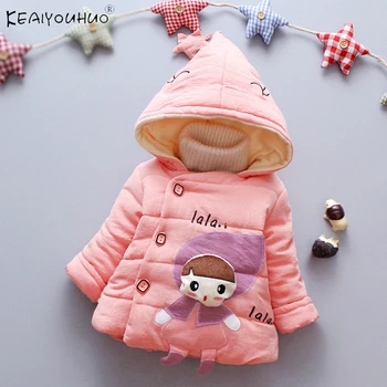 

New Cotton Cartoon Winter Coat New Baby Girl Clothes Hoodies Cute Childrens Jacket Warm Outwear Windbreaker For Girl 1-4 Age