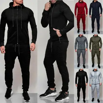 

Mens Tracksuit Jogging Hoodie Coat Jacket + Trousers Pants Sports Sweat Suit Set