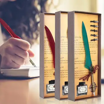 

Quill Pen Retro Smooth Without Ink Dipped in Water Desktop Accessories Feather Dip Pen Gift Boxes Practical Christmas