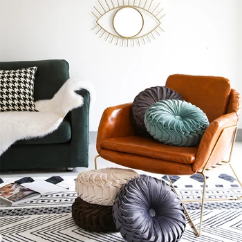 

Simanfei Round Seat Cushion Decorative Futon Solid Soft Chair Cushion For Sofa Pouf Floor Pillow Tatami Throw Travel Pillow