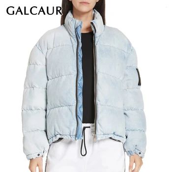 

GALCAUR Casual Parkas For Women Turtleneck Long Sleeve Zipper Pocket Warm Thick Cotton Coats Female 2020 Winter Fsahion New