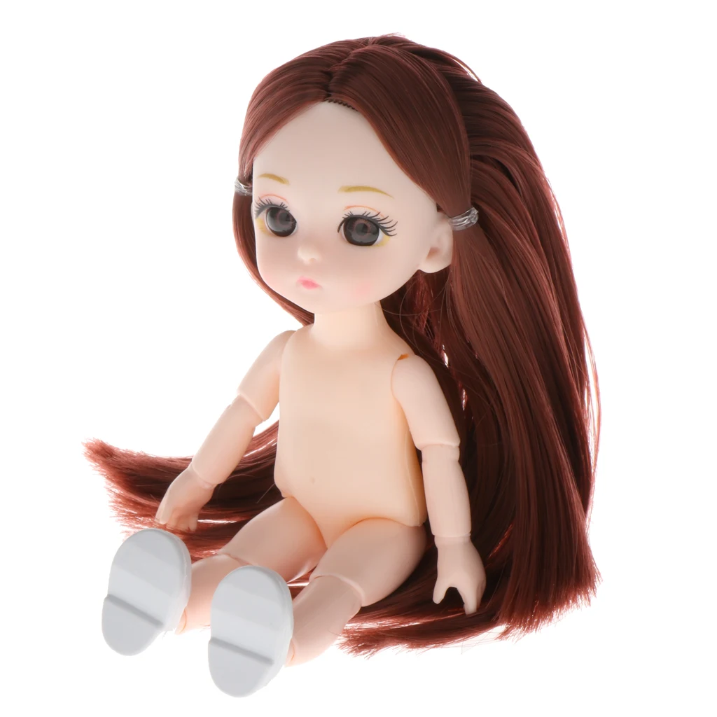 Lovely 13 Moveable Ball Joints 1/12 BJD Mini Girl Doll 3D Eyes DIY Supplies Birthday Gift  Pink Yellow Silver Hair Dolls Toy