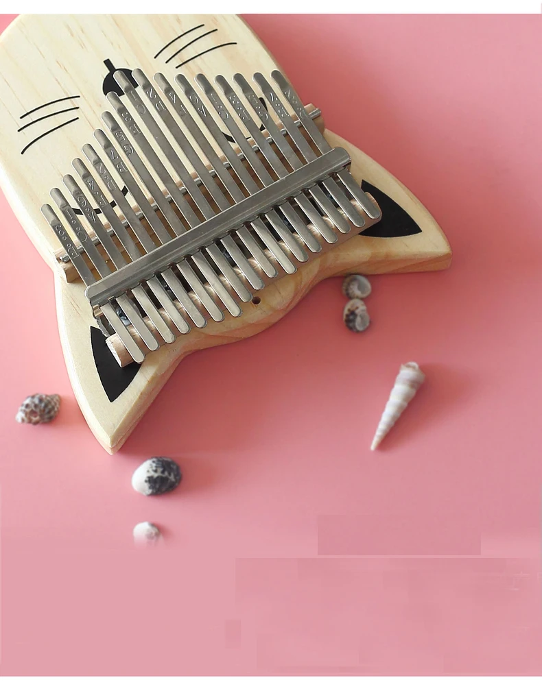 Миниатюрное пианино Kalimba с 17 клавишами и молотком для настройки Деревянное