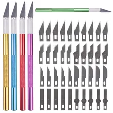 

40 Blade+1 Carving Handle Craft Scalpel Multifunction Blade Carving Blade Cutting Wood Cardboard Paper Replaceable Crafts Blades