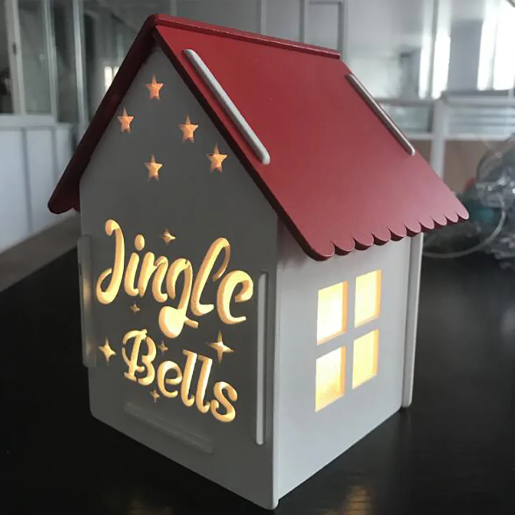 Led деревянный ящик креативная форма маленький ночник светильник Рождественское