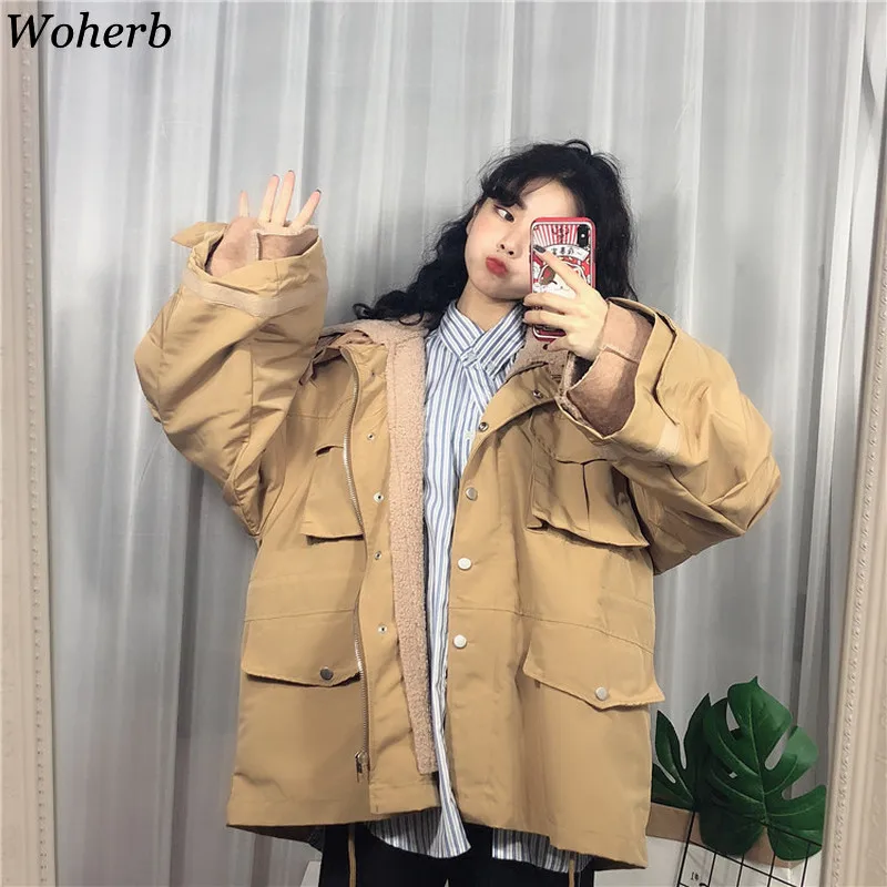 Woherb/пальто с хлопковой подкладкой, большие размеры, женская зимняя стеганая куртка Harajuku, Chaqueta Mujer, винтажная Корейская плотная парка более размера d