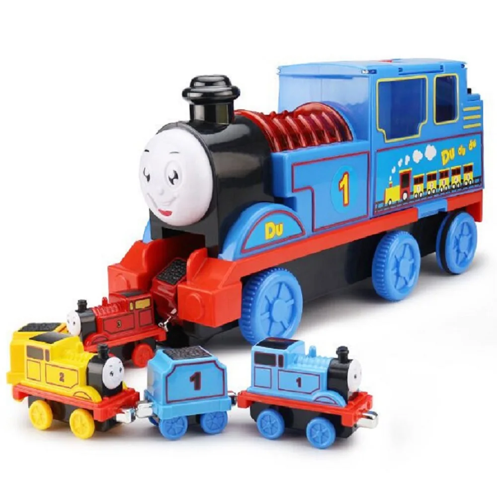 thoma s gift boutique large inertial light train magnetic slide small train color box packaging receive box flash small train
