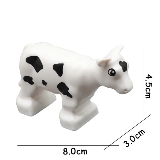 Big Size Building Blocks Animal Accessories Farm Figures Pig Rabbit Chicken Duck Dog Cat Bird horse Cow Sheep DIY Toys Gifts White cow