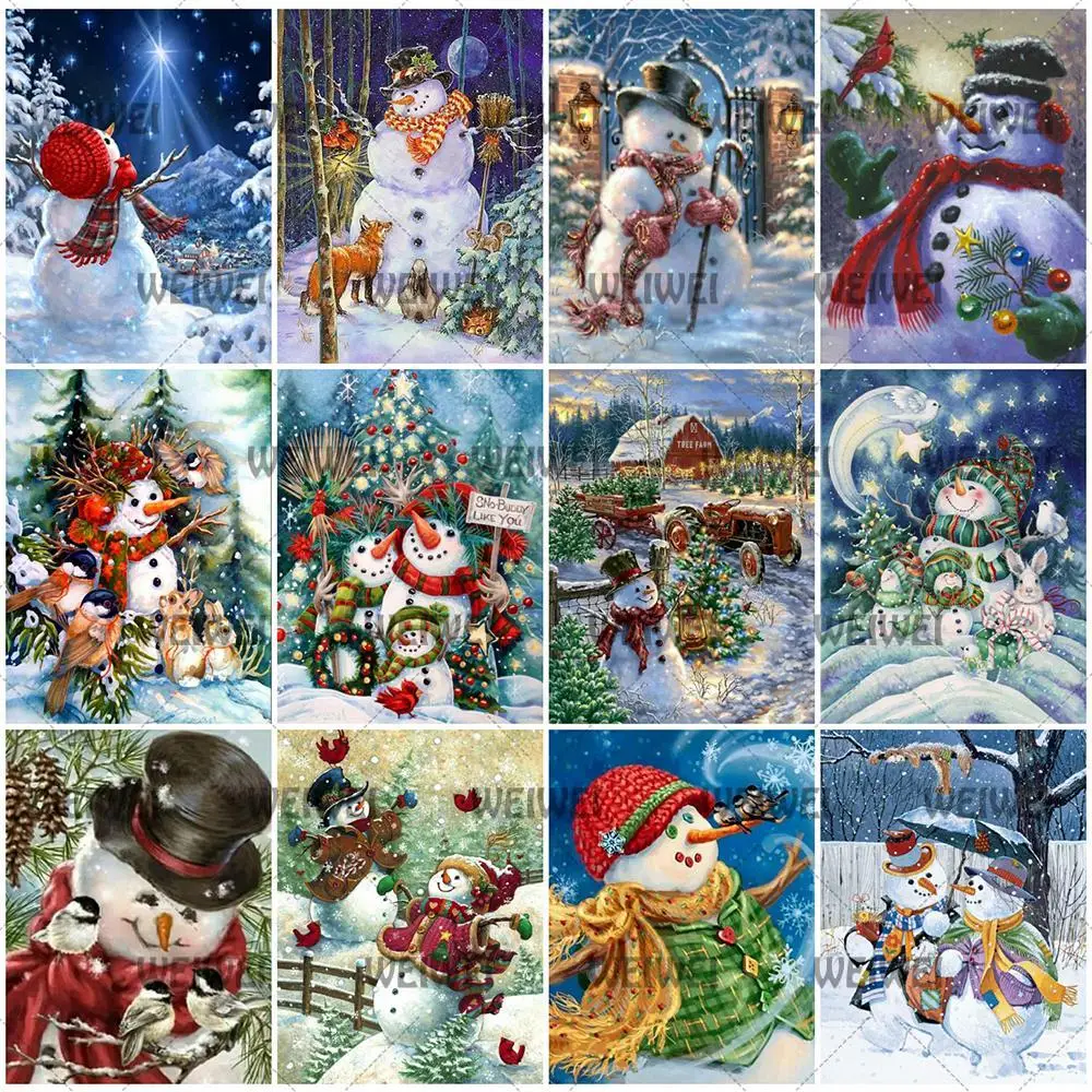 5D DIY Diamond Painting Snowman Christmas Pictures 1
