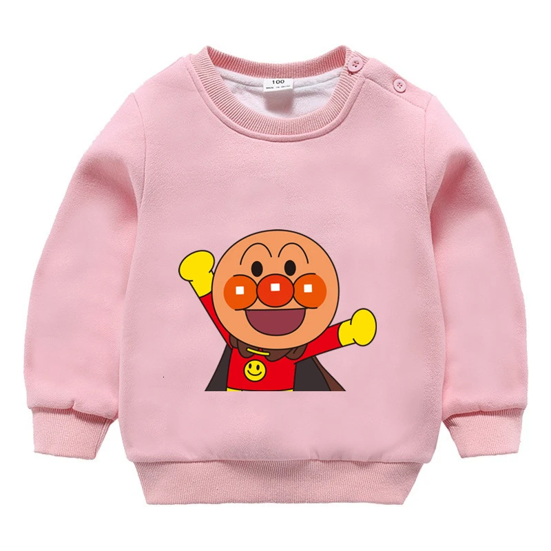 От 3 до 9 лет аниме Anpanman плюс бархатный свитер для мальчиков и девочек смешной Сращивание Цвет ребенок o-образным вырезом Топы Дети мультфильм ребенок