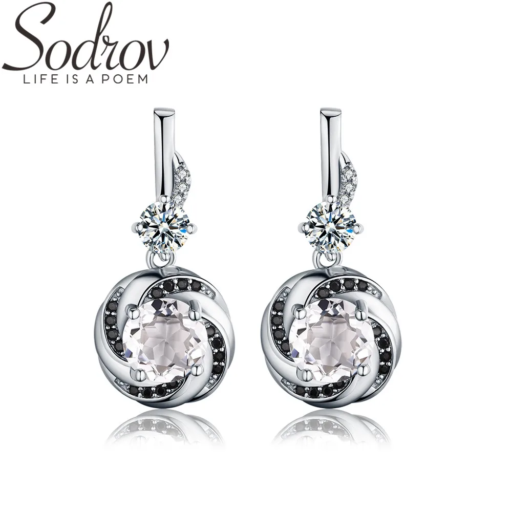 SODROV Boucle D'Oreille Femme, милые 925 пробы, серебряная, черная шпинель, трендовые серьги для помолвки для женщин, хорошее ювелирное изделие, T159