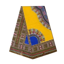 Fashionable Beautiful Dashiki Pattern Print African Best Quality Veritable Ankara Real Dutch Wax Cotton Fabric 6 Yards