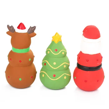 

Dog Bites Toy, Durable Safe Non-toxic Healthy Creative Christmas Tree Elk Santa Chew Squeaker Toy, Cute Chew Sound Toy