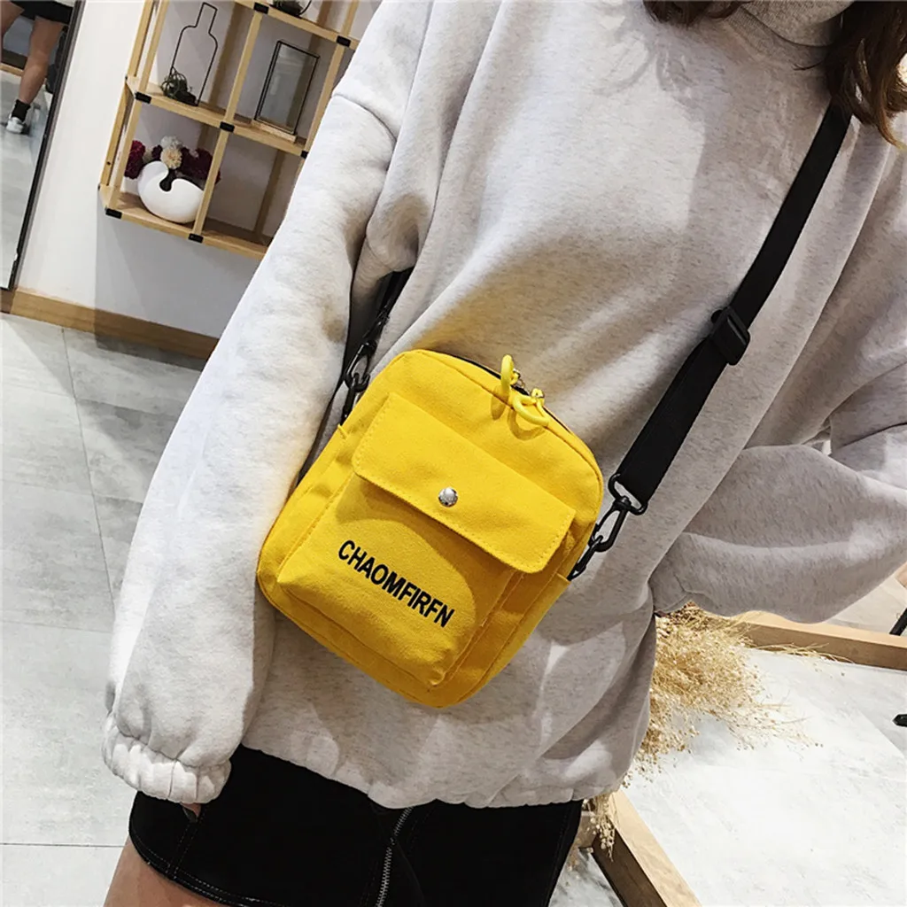 Women Shoulder Bag Fashion Pure Color Casual Tote Outdoor Bag Canvas Handbag Zipper Messenger Messenger Bags sac main femme#F