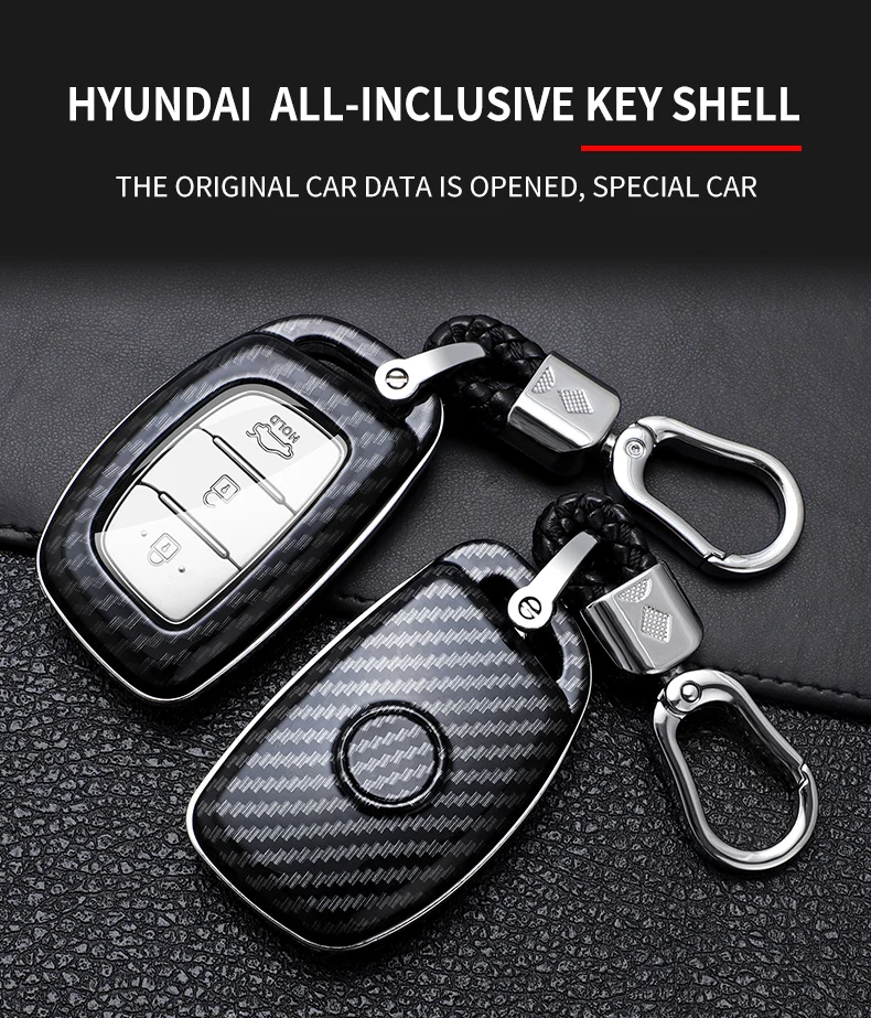 Carbon Fiber Car Smart Key Cover Case For Hyundai iX20 i30 i40 ix35 ix25 Tucson Verna Sonata Protect Button Shell Accessories - H126037adf7f94ca49229c115ad4f4b59v
