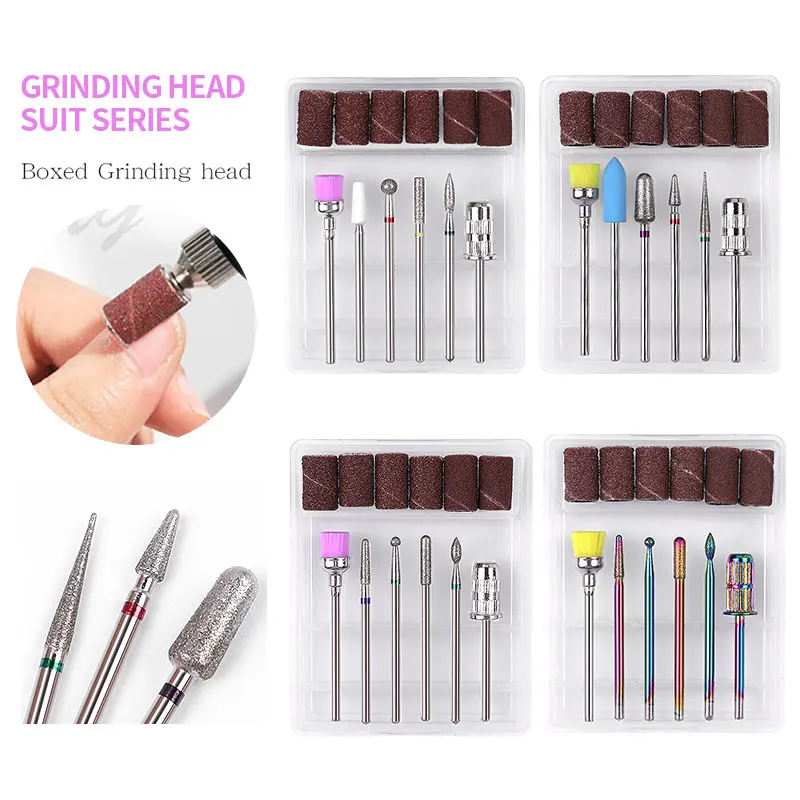 12pcs Tungsten Diamond Nail Drill Bit with Sanding Bands Burr Electric Milling Cutters Files For Pedicure Manicure Accessories | Красота и