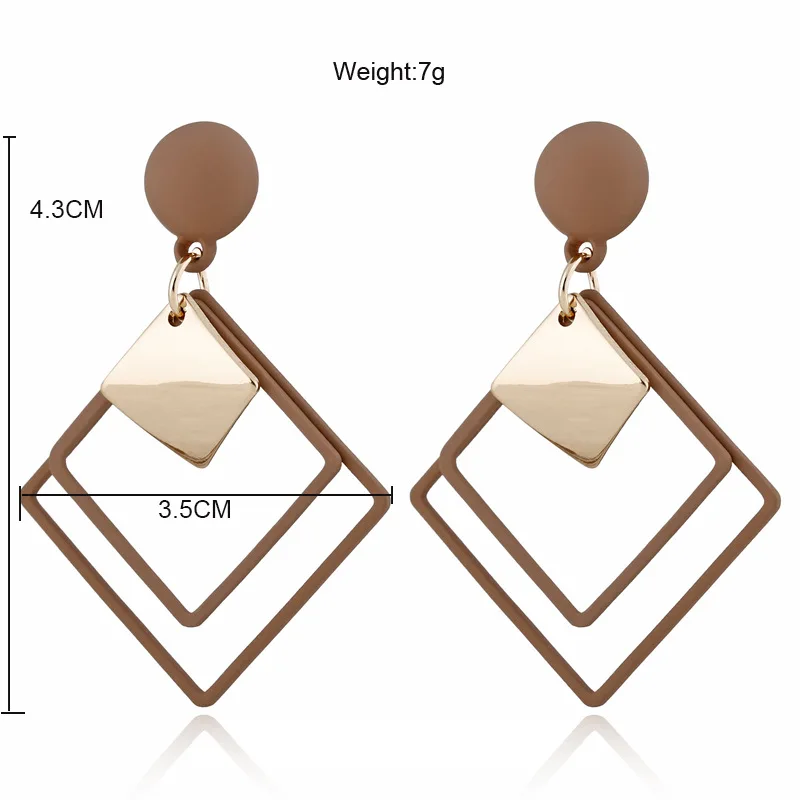 Non Pierced Long Matte Square Pendant Clip On Earrings Sequins Geometric Ear Clips Female