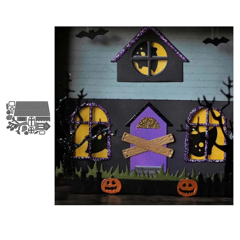 

Halloween haunted house Metal Cutting Dies cut die mold decoration Scrapbooking Embossing paper craft mould punch stencils