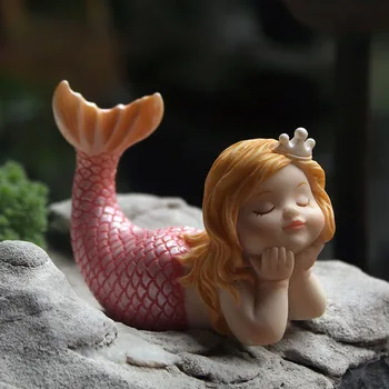 

Lovely Mermaid ornament Creative resin decoration fish tank Arts fairy garden miniature figurines home decoration accessories