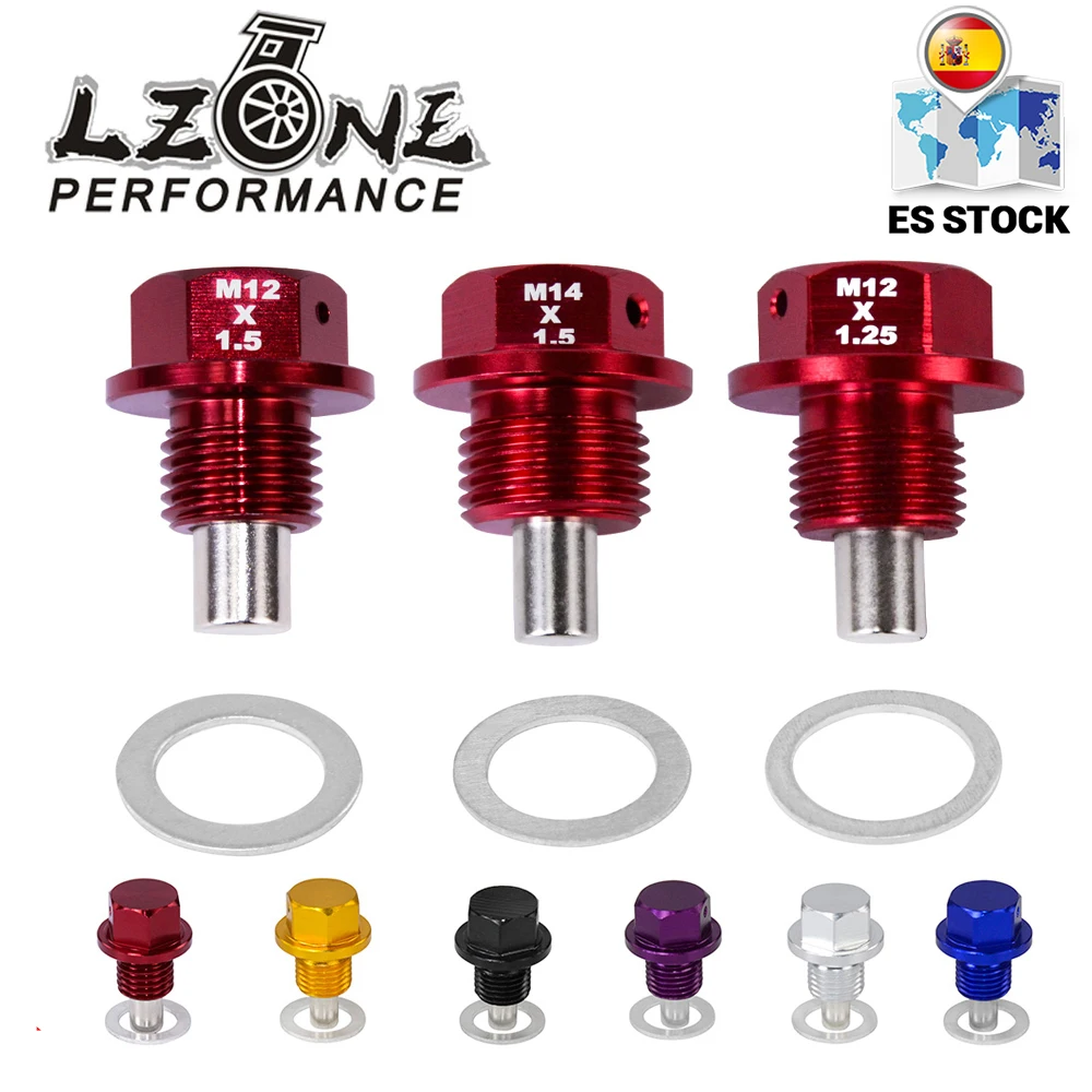 LZONE-M12x1.5 M12x1.25 M14x1.5 Magnetic Oil Drain Plug &Oil Drain Sump Nut (A lot of colors available) ODP12125/1215/1415