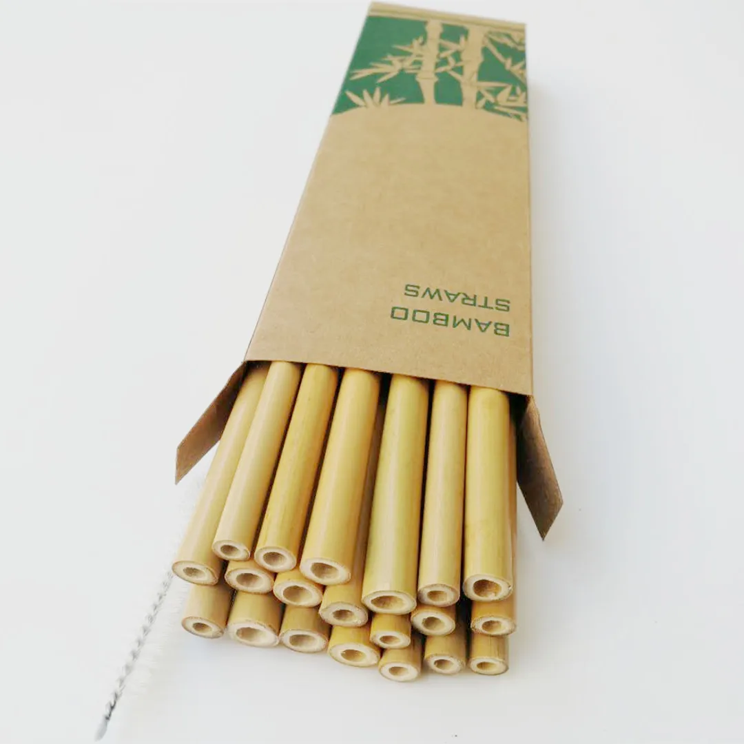 12 шт., экологически чистые желтые бамбуковые соломинки с питьевой соломинкой, чистящая щетка, вечерние, бытовые соломинки, инструмент, аксессуары для бара