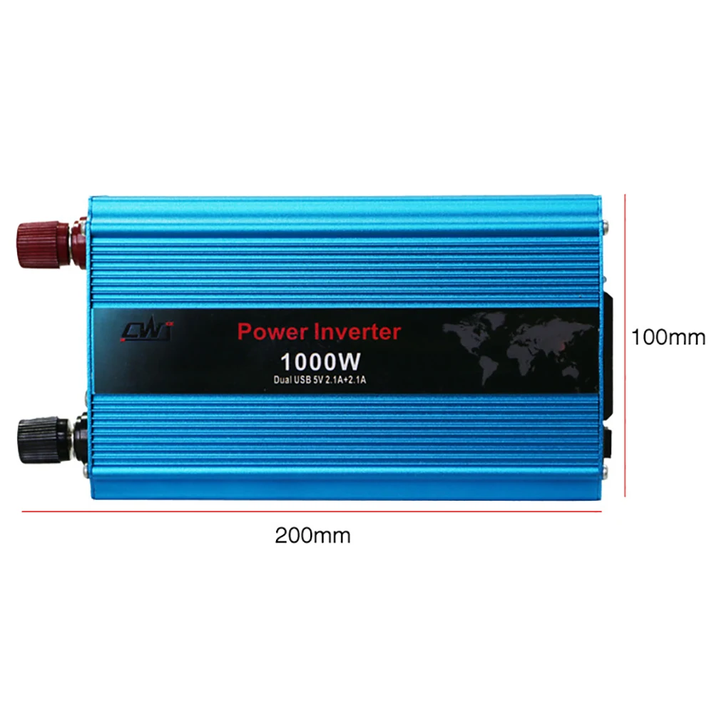 1000W солнечный DC 12 V/24 V к AC 110 V/220 V модифицированный синусоидальный автомобильный преобразователь