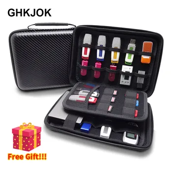 

Big Capacity Leather Electronic digital Storage Bag for Power Bank USB Flash Drive Game Memory Card HDD Travel Organizer Case