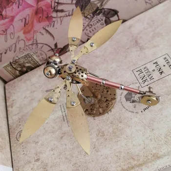 

Steampunk Mechanical Insects Golden Dragonfly All-metal Pure Handmade Make Creative Artware Decoration X5328