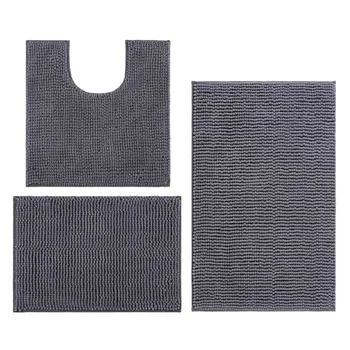 

3 Pieces Bathroom Rugs, Anti-Slip Chenille Bath Rug, Super Absorbent Luxury Shaggy Bath Mats Set, Machine Washable