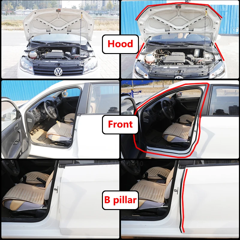 20m 10/5m Car Door Edge Sound Proof Noise Rubber Seal Strip For VW Volkswagen Passat B7 CC Tiguan Jetta MK6 Golf 6 7 Accessories 6