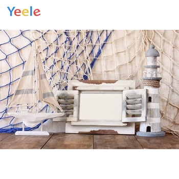 

Summer Sea Ocean Blue Wood Board Sailboat Fishing Net Beach Seaside Baby Backdrop Vinyl Photography Background For Photo Studio