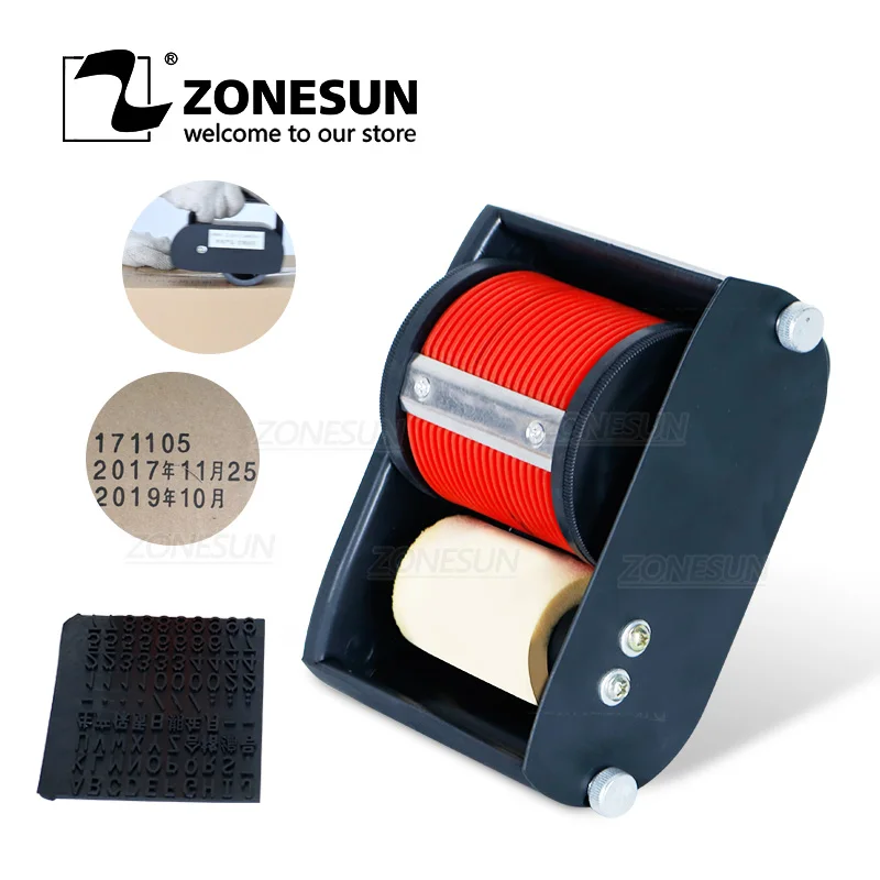 ZONESUN Handheld Production Date Printer Batch Number Coder Portable Rolling Coding Machine for cartons | Инструменты