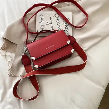 

Fashion Women Shoulder Bags 2020 New High-quality Designer Wide Shoulder Strap Tide Bag Casual Wild Diagonal Bag Red Black PU