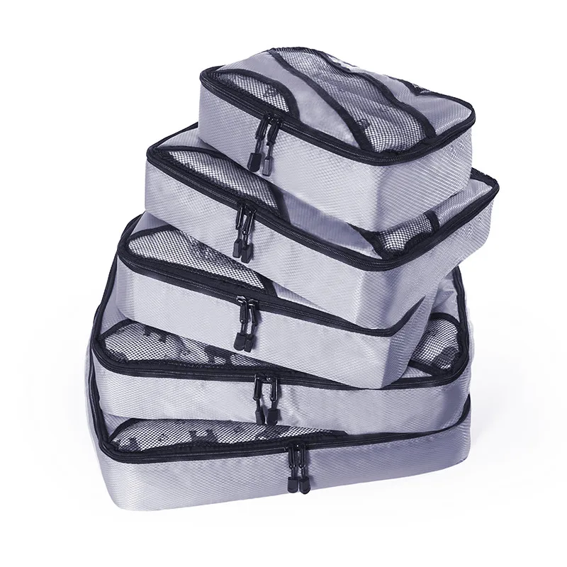 Новые модные дышащие 4 набора упаковка Verpakking Cubes Reizen Органайзер багажа куб Набор подходит 2" переноска чемодан дорожная сумка - Цвет: Серый