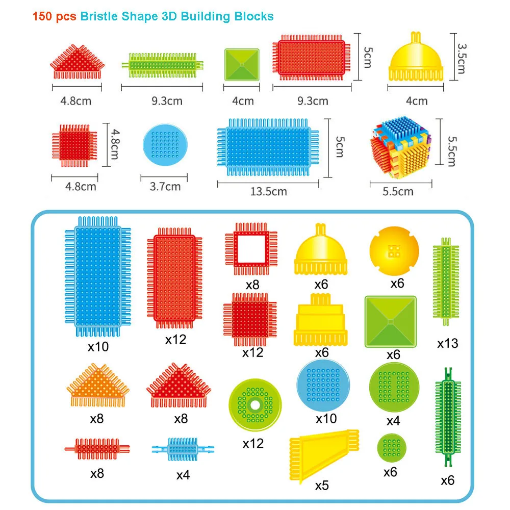 150 шт. в форме щетины 3D Строительные блоки плитка строительные игровые доски игрушки блоки игрушки для малышей подарок для детей DIY игрушки