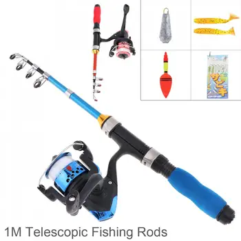 

1m Ultrashort Portable Ice Fishing Rod Reel Line Combo Full Kits with Soft Shrimp Lure Float Lead weight