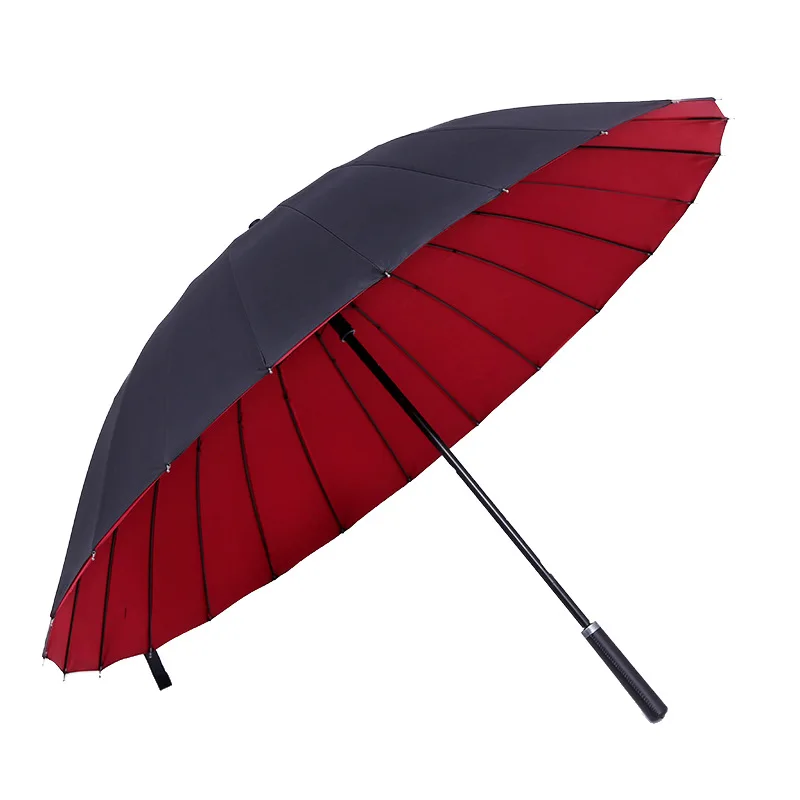 Женский подарок, дорожный зонтик от дождя, мужской качественный Зонт с длинной ручкой, большой зонт для гольфа, 24 K, сильный двойной ветрозащитный зонтик из стекловолокна