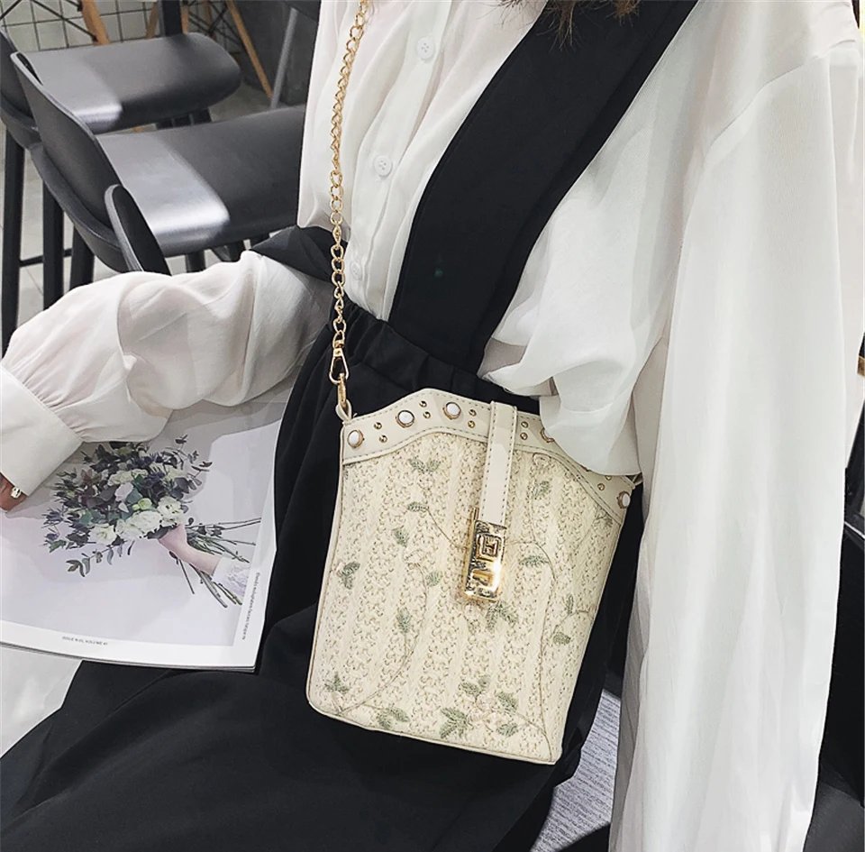 Новая мода маленькие черно-белые красивые длинные цепи через плечо сумки для женщин