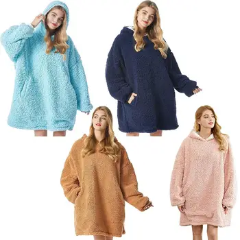 

Oversized Hoodie Sweatshirt Blanket Comfortable Fluffy Sweater