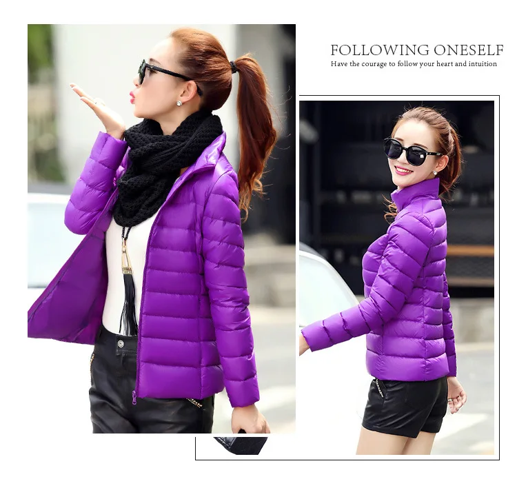 Stand Collar Thin down Jacket Women's Autumn And Winter New Products Short Autumn And Winter Portable Large Size Korean-sty